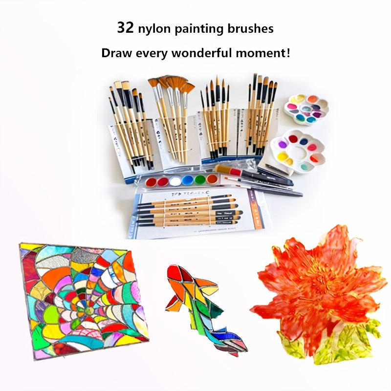 Nylon Brush Art Set for Acrylic Oil and Watercolor Painting