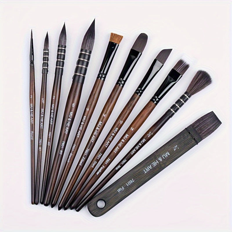 Professional Bamboo Artist Brushes Set for Watercolor and Acrylic