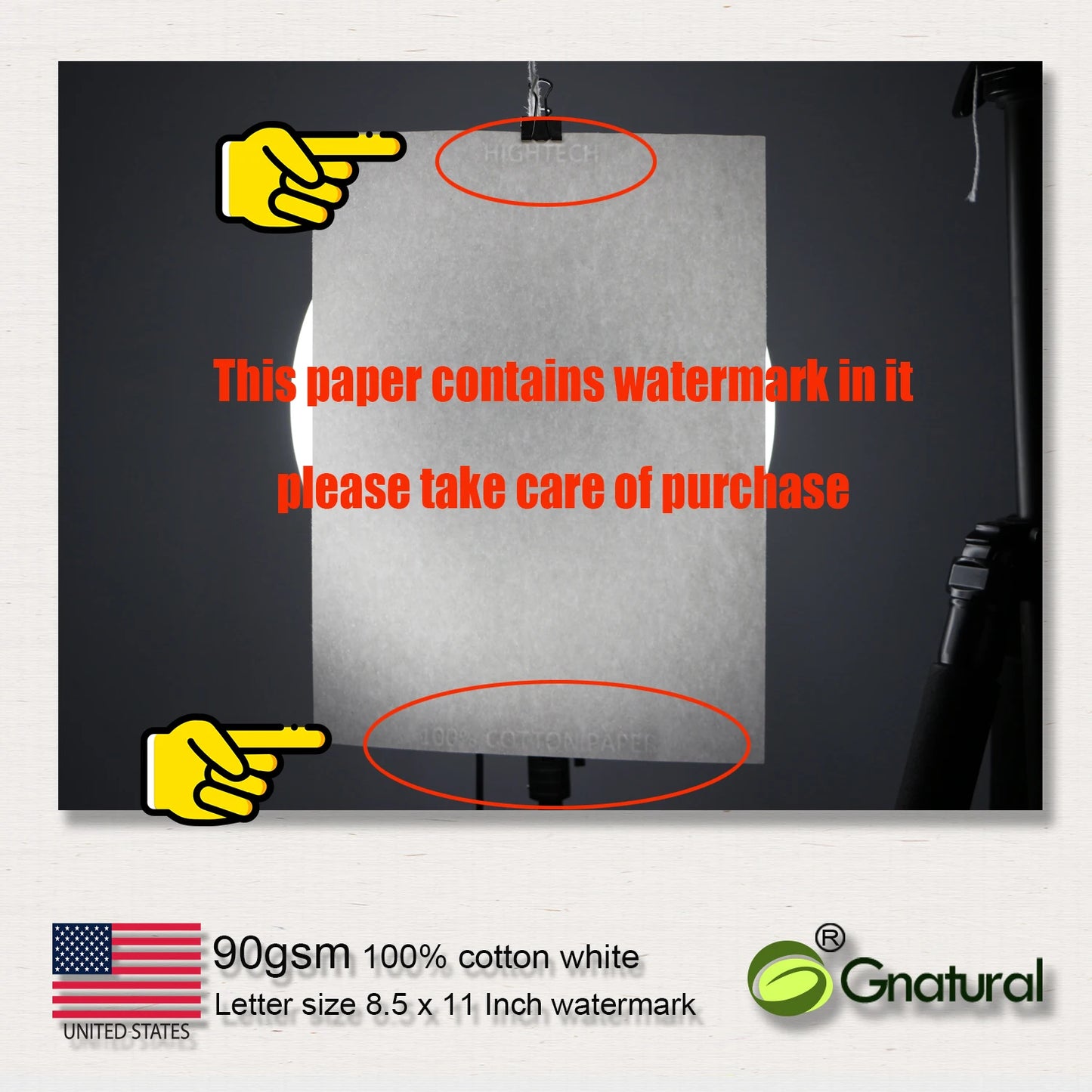Hign-concerned 100 Cotton Copy Paper 90GSM Watermark