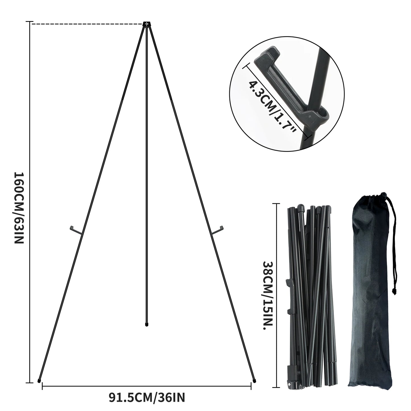 Portable Tripod Display Easel Stand for Artwork and Posters