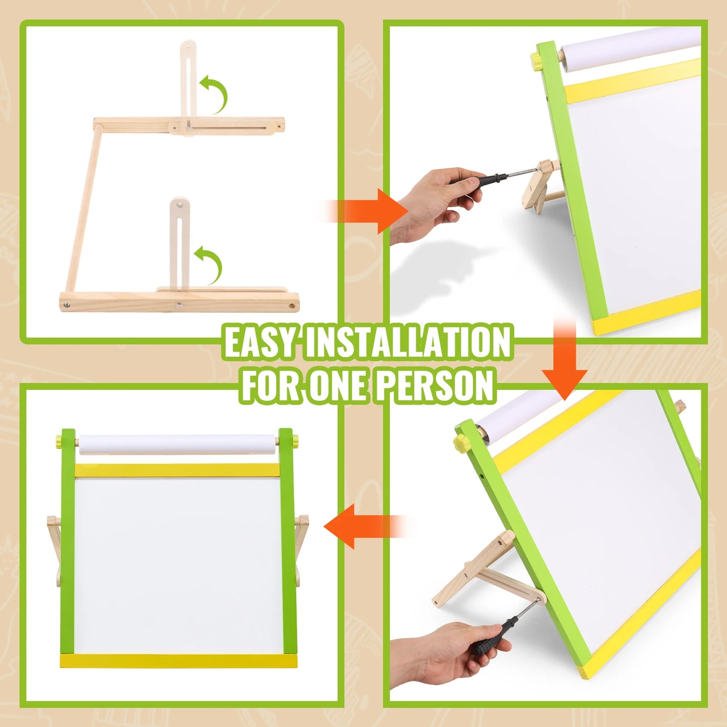 Magnetic Double Sided Kids Art Easel With Accessories