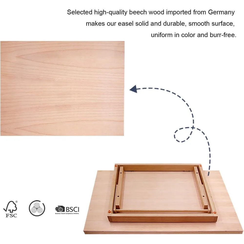 Adjustable Wood Drawing Tabletop Easel For Artists Studio