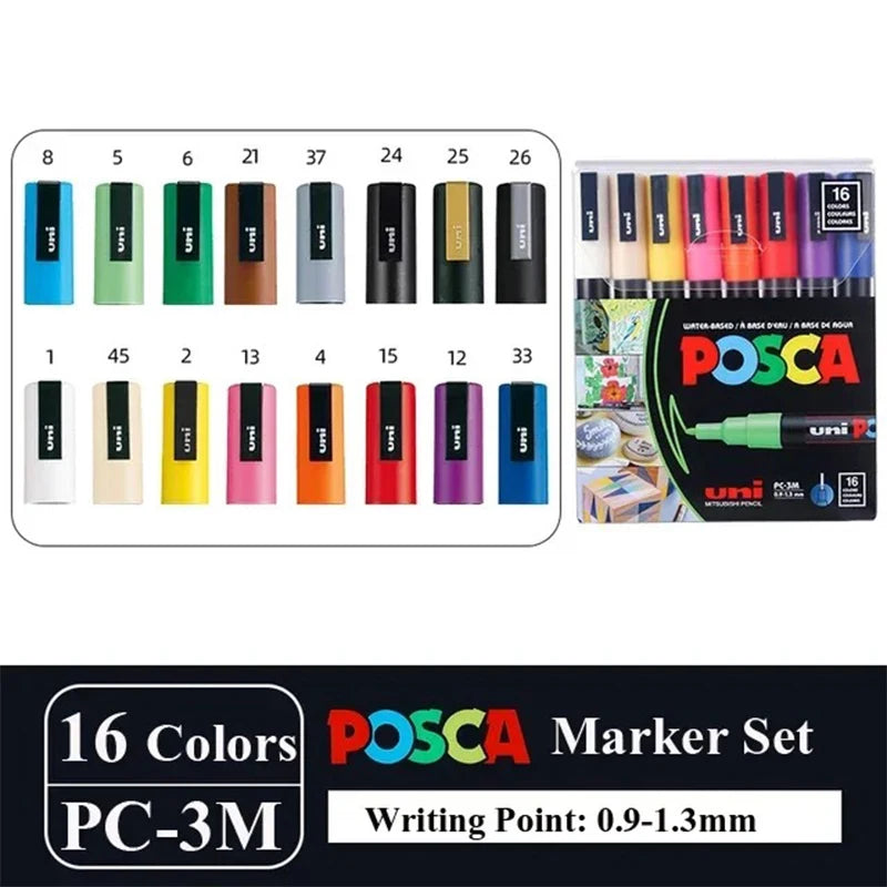 Uni Posca Japan Acrylic Markers Poster Art Set Boxed