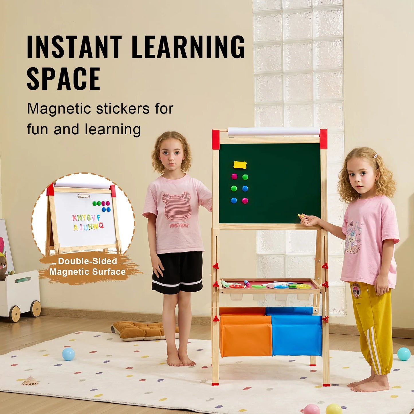 Magnetic Drawing Board Standing Art Easel Educational Kids
