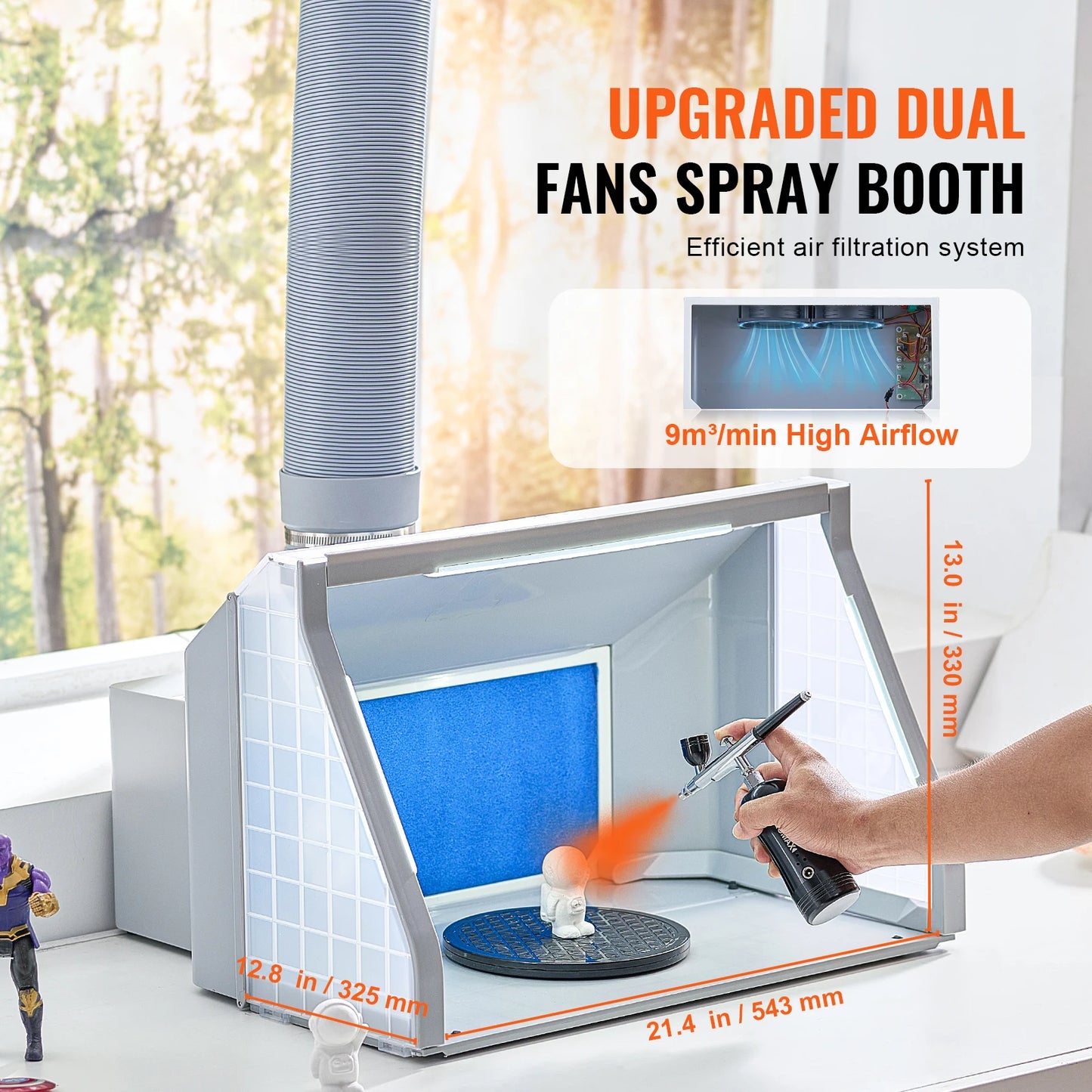 Portable Dual Fan Airbrush Spray Booth With LED Lights