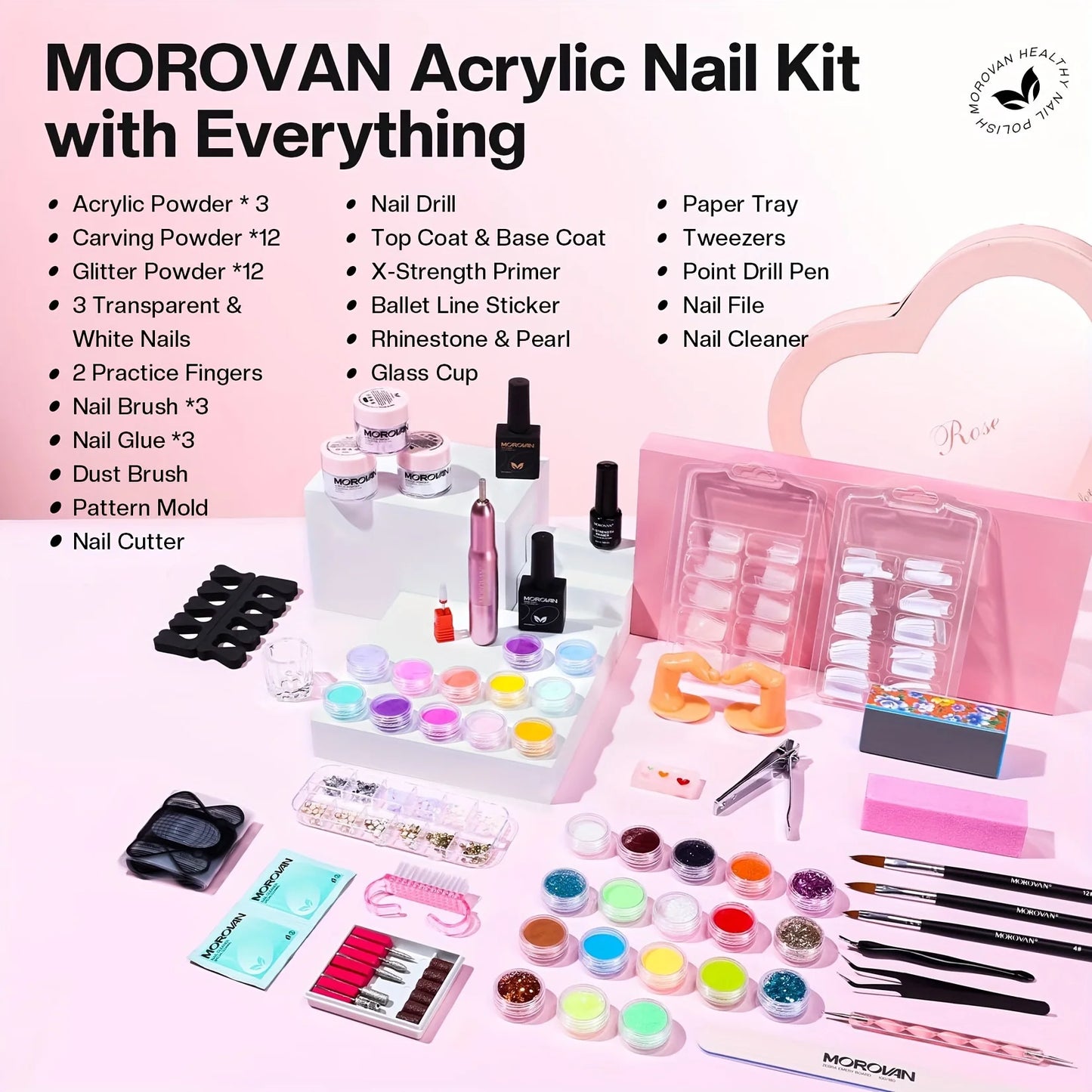Morovan Beginner Acrylic Nail Kit All In One Home Salon
