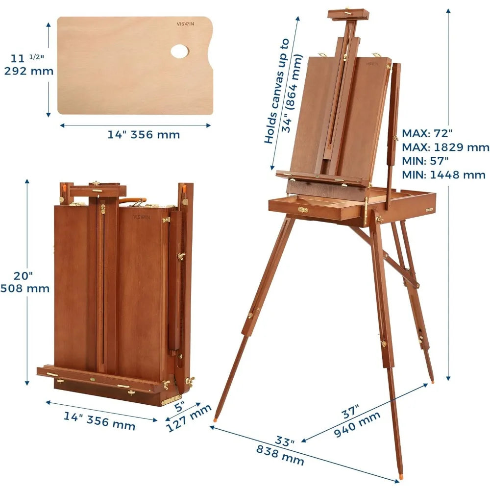 Portable French Easel Travel Stand With Palette Storage