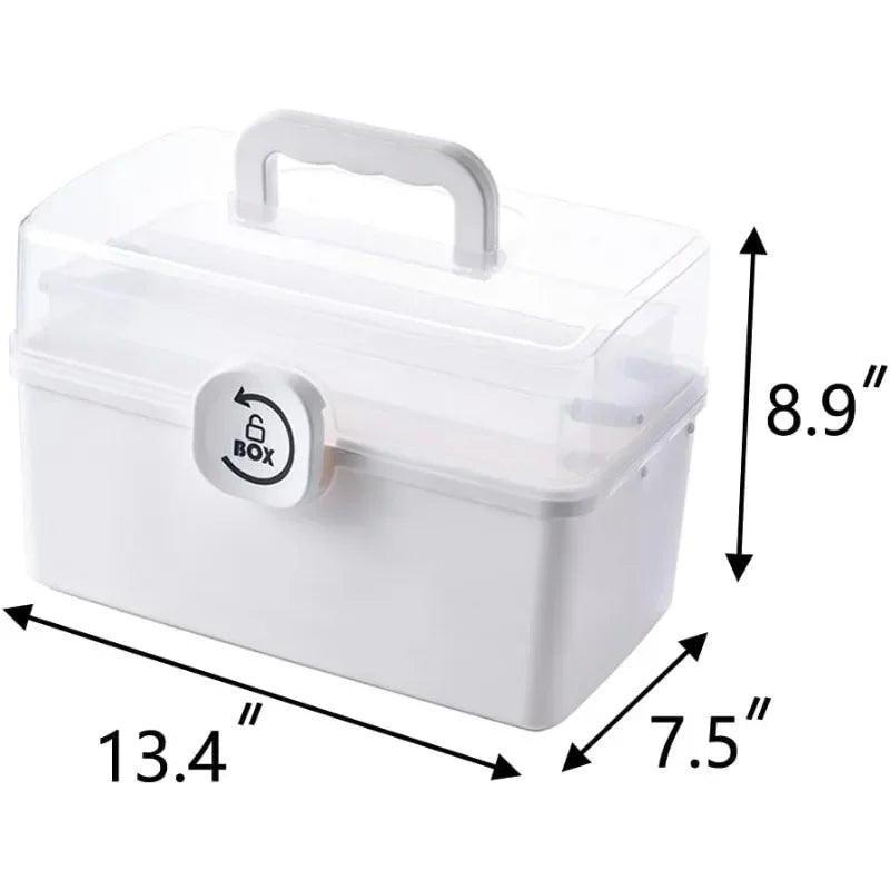Portable Lockable Craft Organizer Box With Three Tier Tray