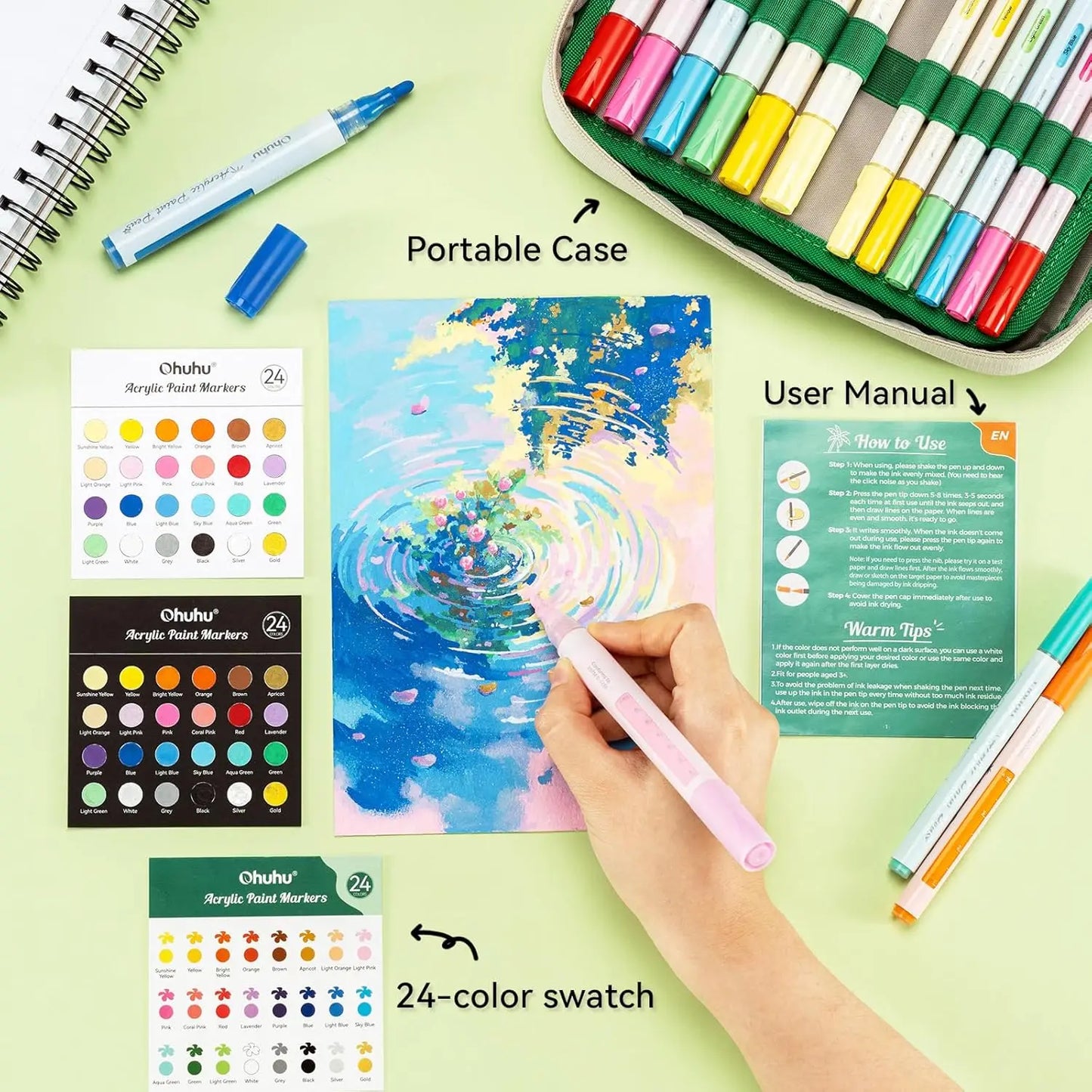 Ohuhu Reversible Tip Acrylic Paint Markers For Crafts