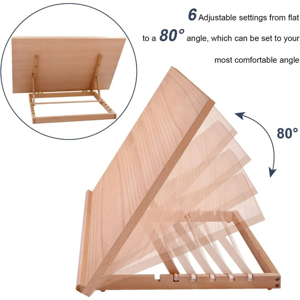 Adjustable Wood Drawing Tabletop Easel For Artists Studio