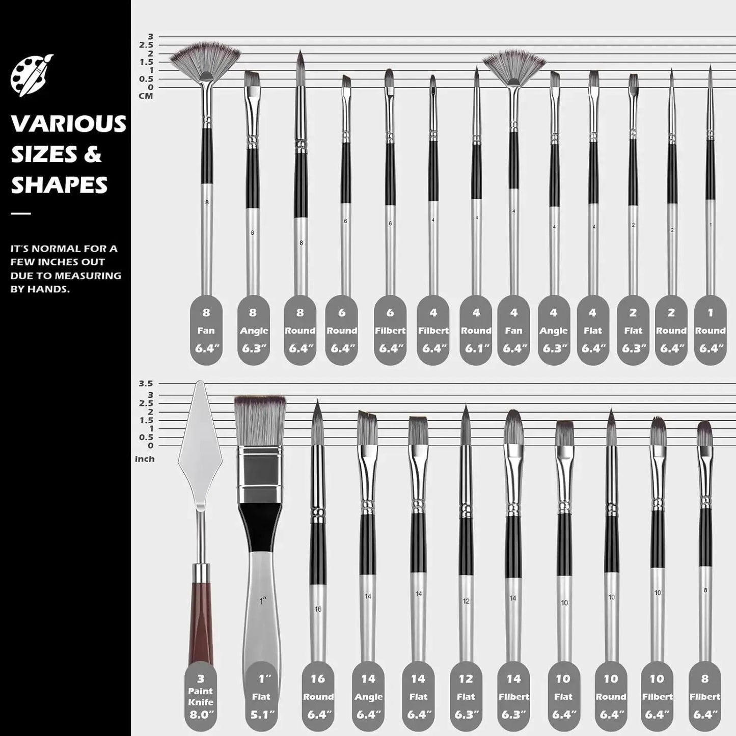 Premium Artist Paint Brush Set For Acrylic Oil Watercolor