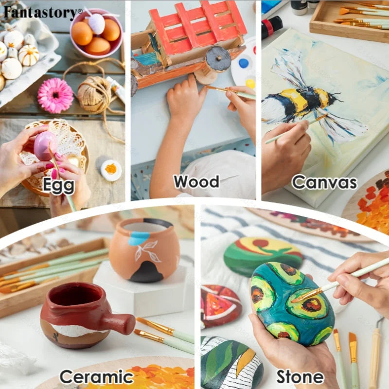Professional Acrylic Paint Set With Brushes For Crafts