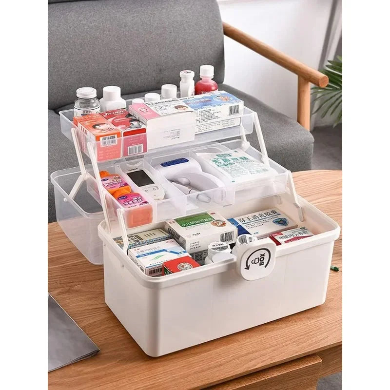 Portable Lockable Craft Organizer Box With Three Tier Tray