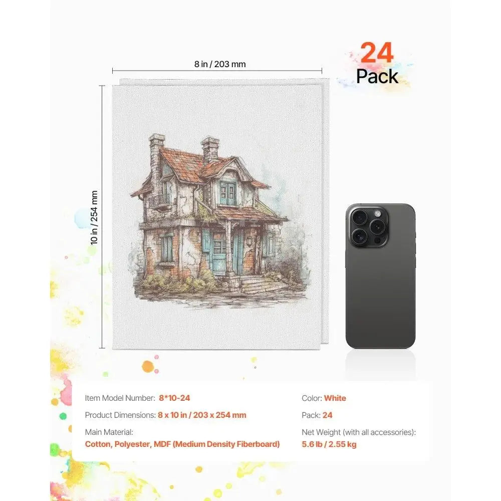 24 Piece Blank Canvas Board Set for Creative Art Projects
