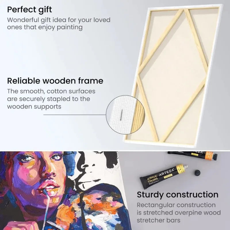 Stretched Cotton Canvas For Acrylic Oil Painting Artists