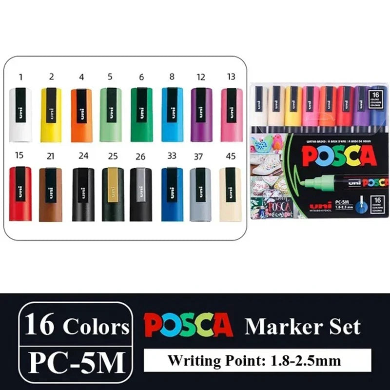 Uni Posca Japan Acrylic Markers Poster Art Set Boxed