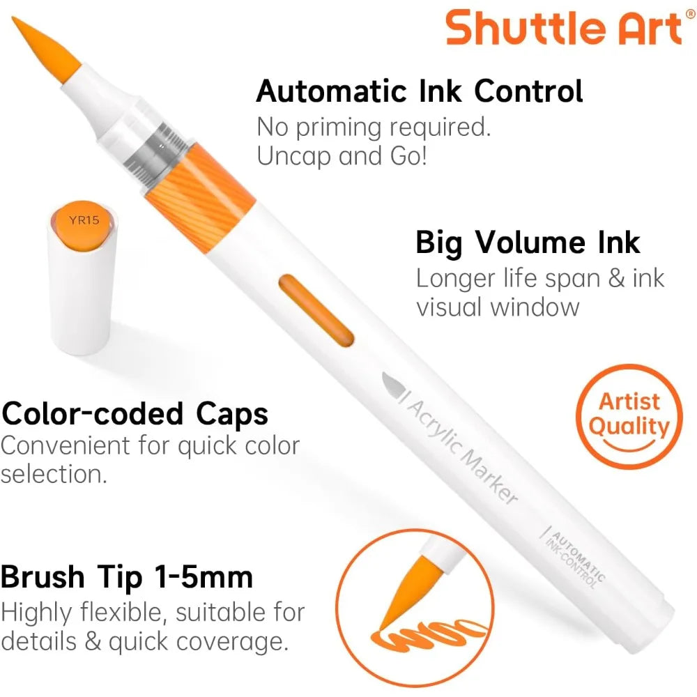 Automatic Ink Control Acrylic Brush Paint Markers Craft