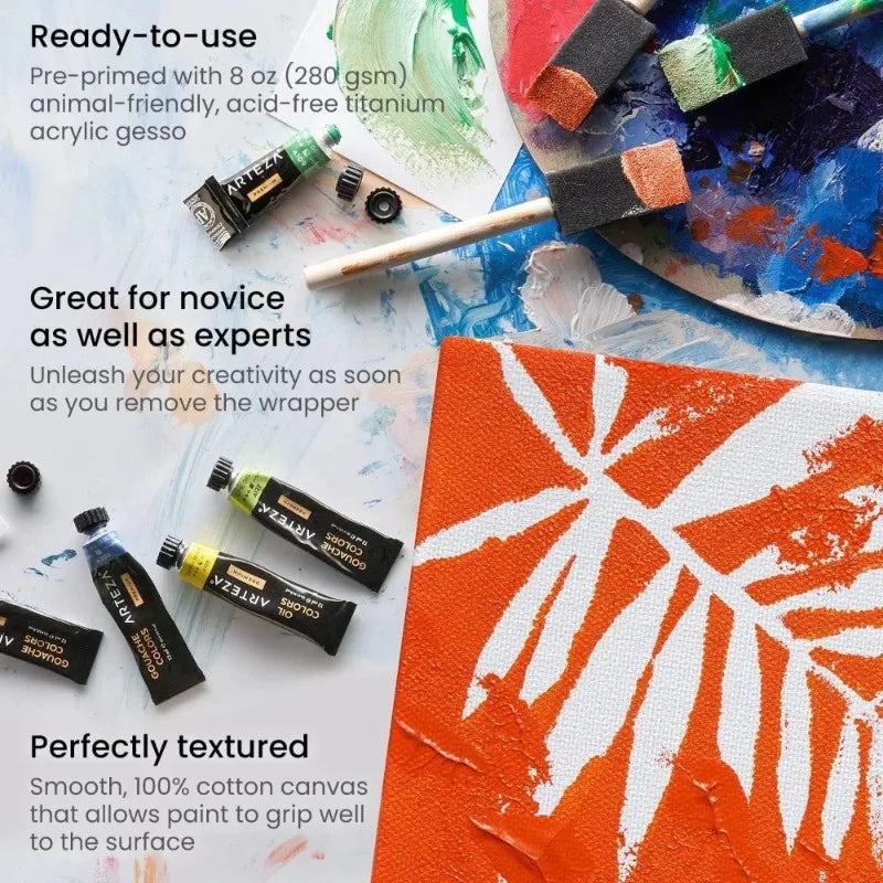 Stretched Cotton Canvas For Acrylic Oil Painting Artists
