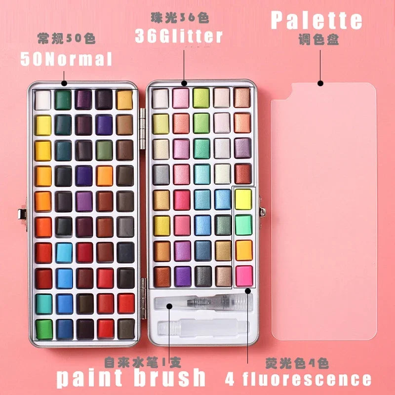 Ginflash Watercolor Paints Set 50 90 Colors Portable Pen