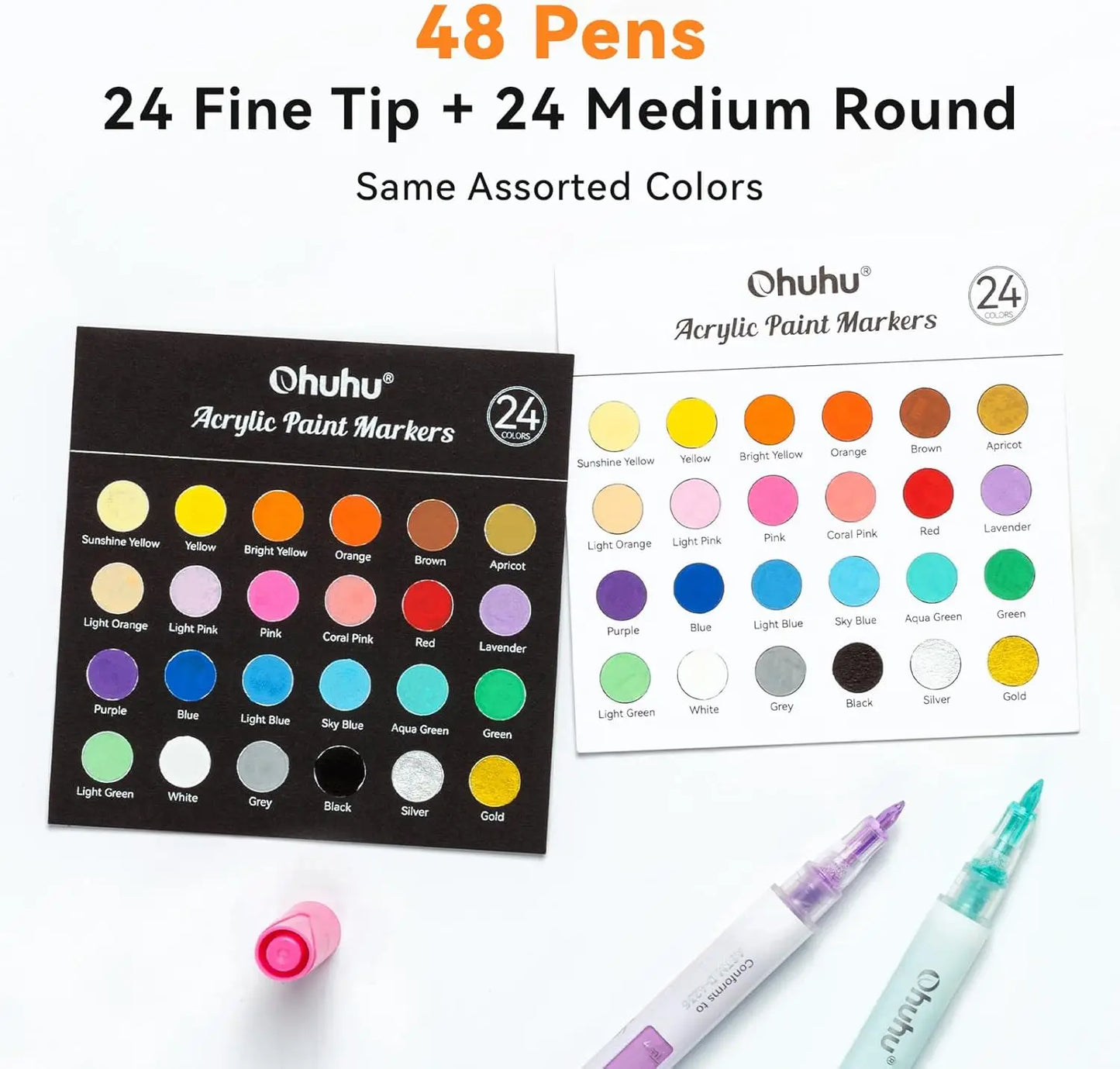 Ohuhu Reversible Tip Acrylic Paint Markers For Crafts