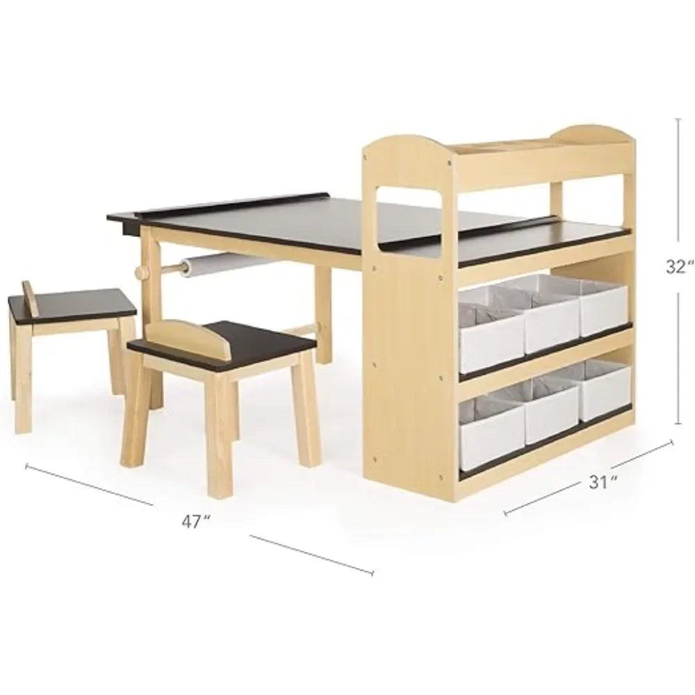 Deluxe Kids Art Center Table With Storage And Paper Roll