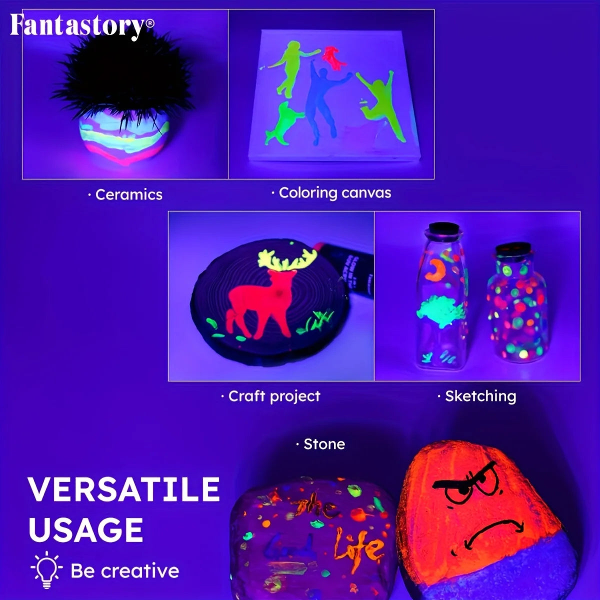 Neon Glow Acrylic Paint Set for Creative Crafts and Art