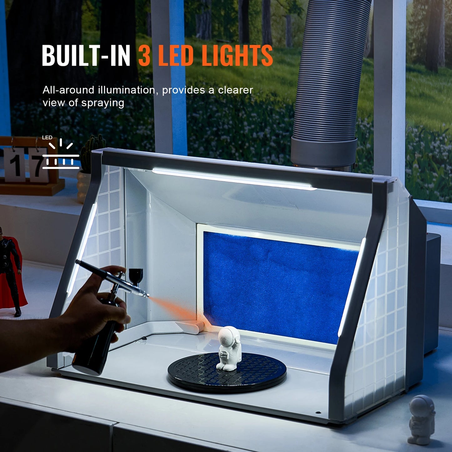 Portable Dual Fan Airbrush Spray Booth With LED Lights