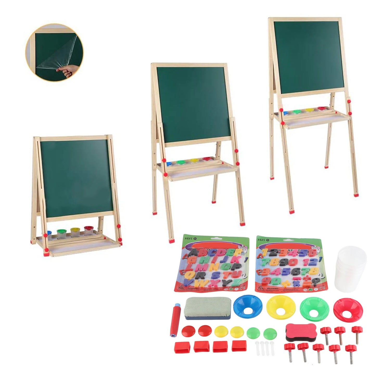 All In One Wooden Kids Art Easel With Magnetic Eraser