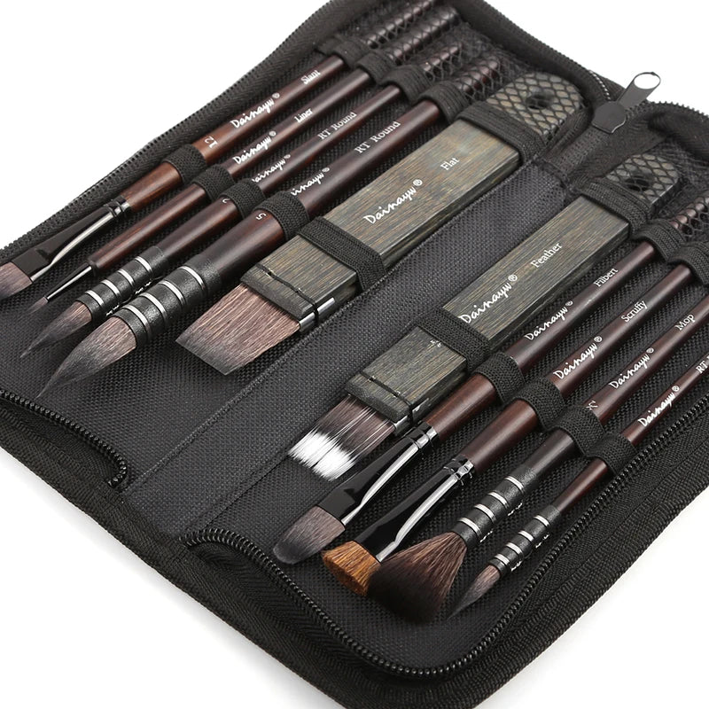 Dainayw Watercolor Brush Set Mixed Hair Mop Brushes Pack