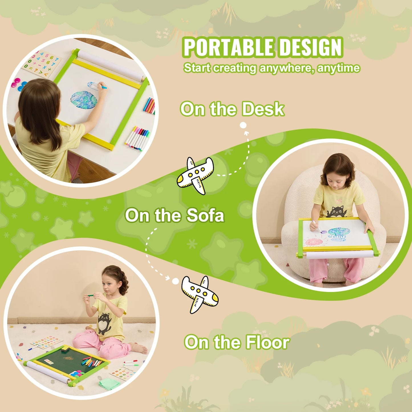 Magnetic Double Sided Kids Art Easel With Accessories
