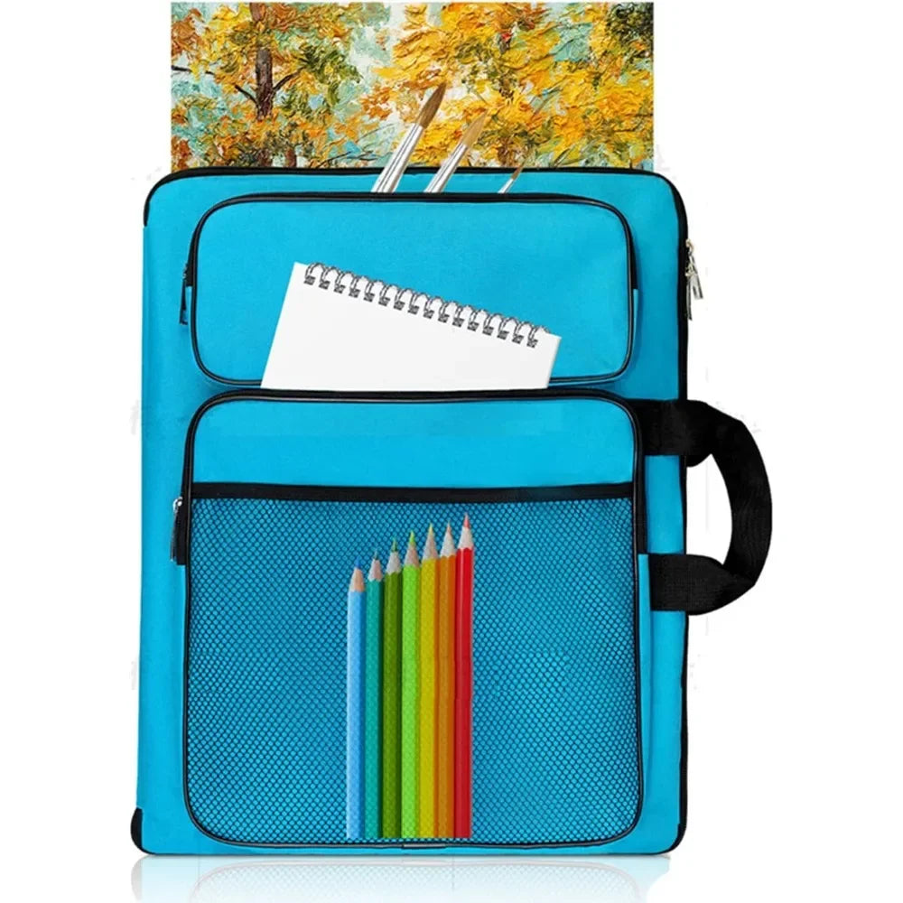 Kids Art Portfolio Tote Bag With Waterproof Canvas Storage