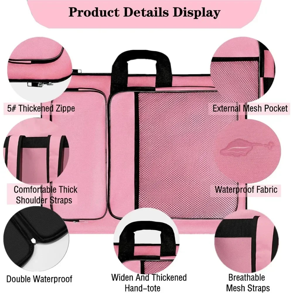 Kids Art Portfolio Tote Bag With Waterproof Canvas Storage
