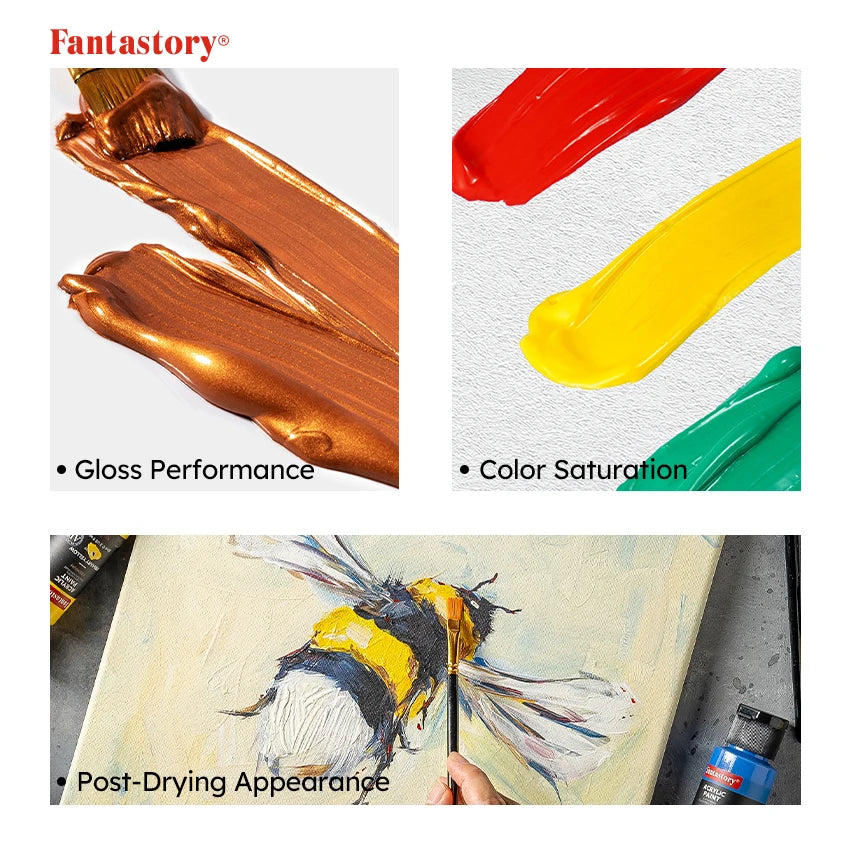 Professional Acrylic Paint Set With Brushes For Crafts