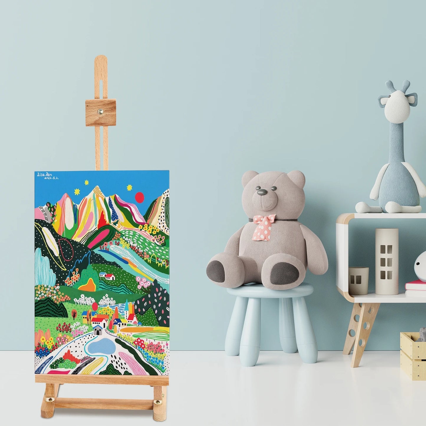 Portable Foldable Wooden Painting Easel Adjustable Stand