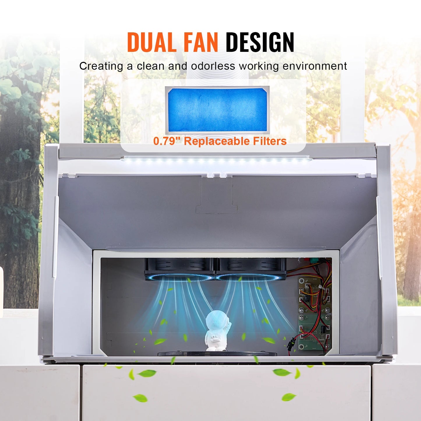 Portable Dual Fan Airbrush Spray Booth With LED Lights