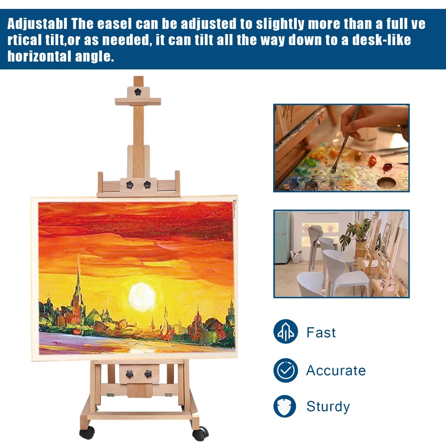 Heavy-Duty Dual-Purpose Wood Sketch Easel for Artists