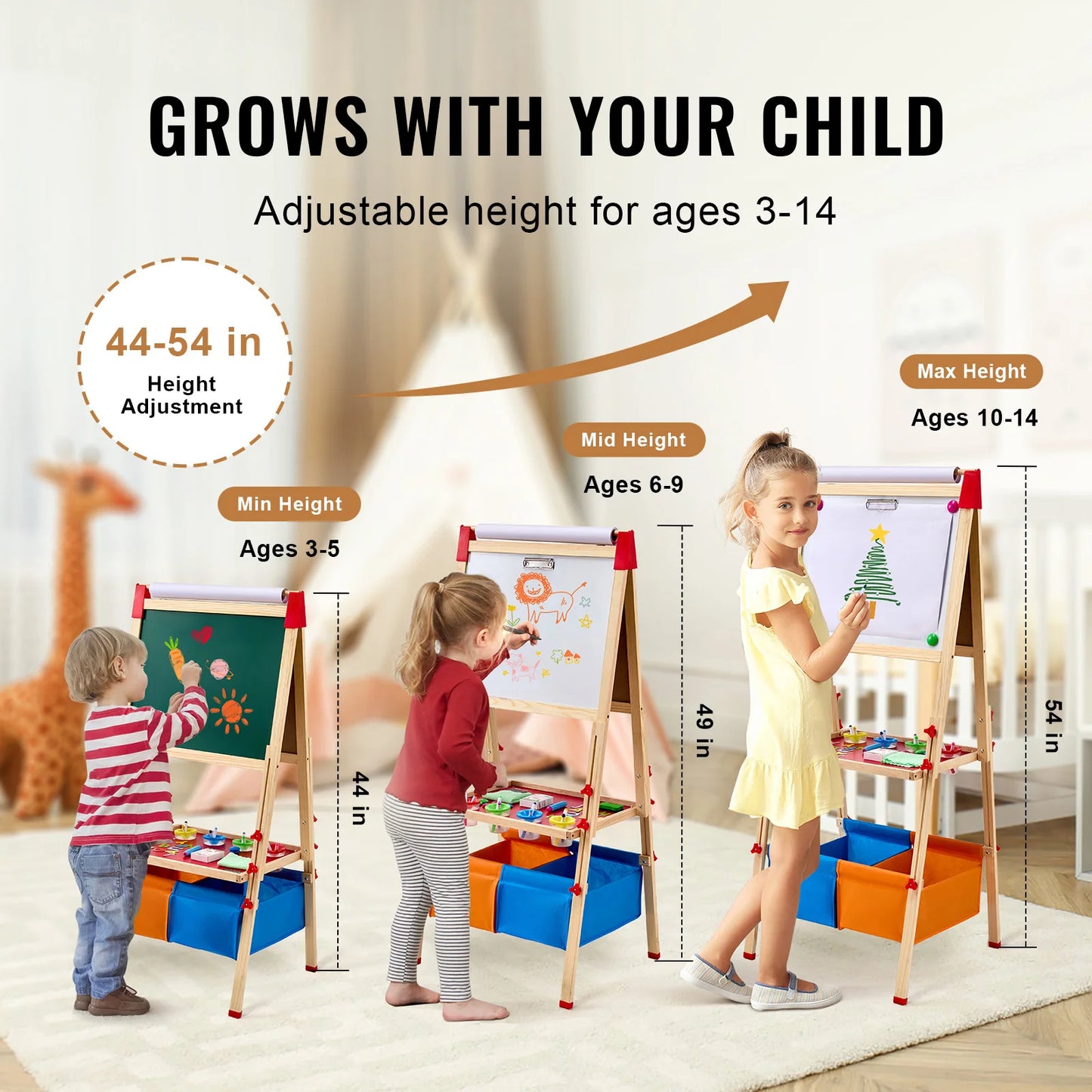 Magnetic Drawing Board Standing Art Easel Educational Kids