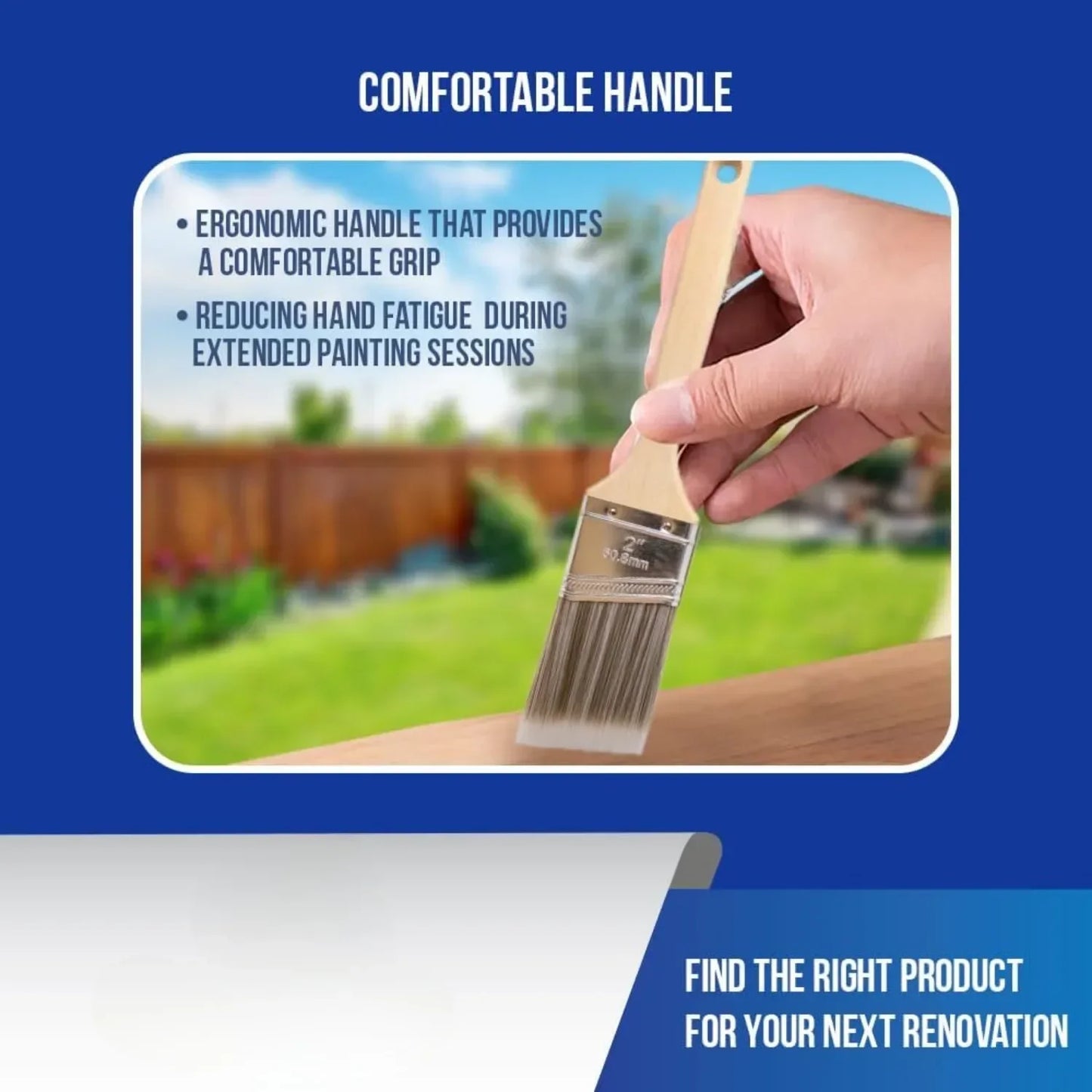 Handle Pro Grade Angle Paint Brushes Set Three Pack