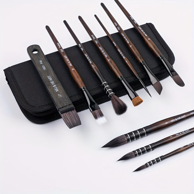 Professional Bamboo Artist Brushes Set for Watercolor and Acrylic