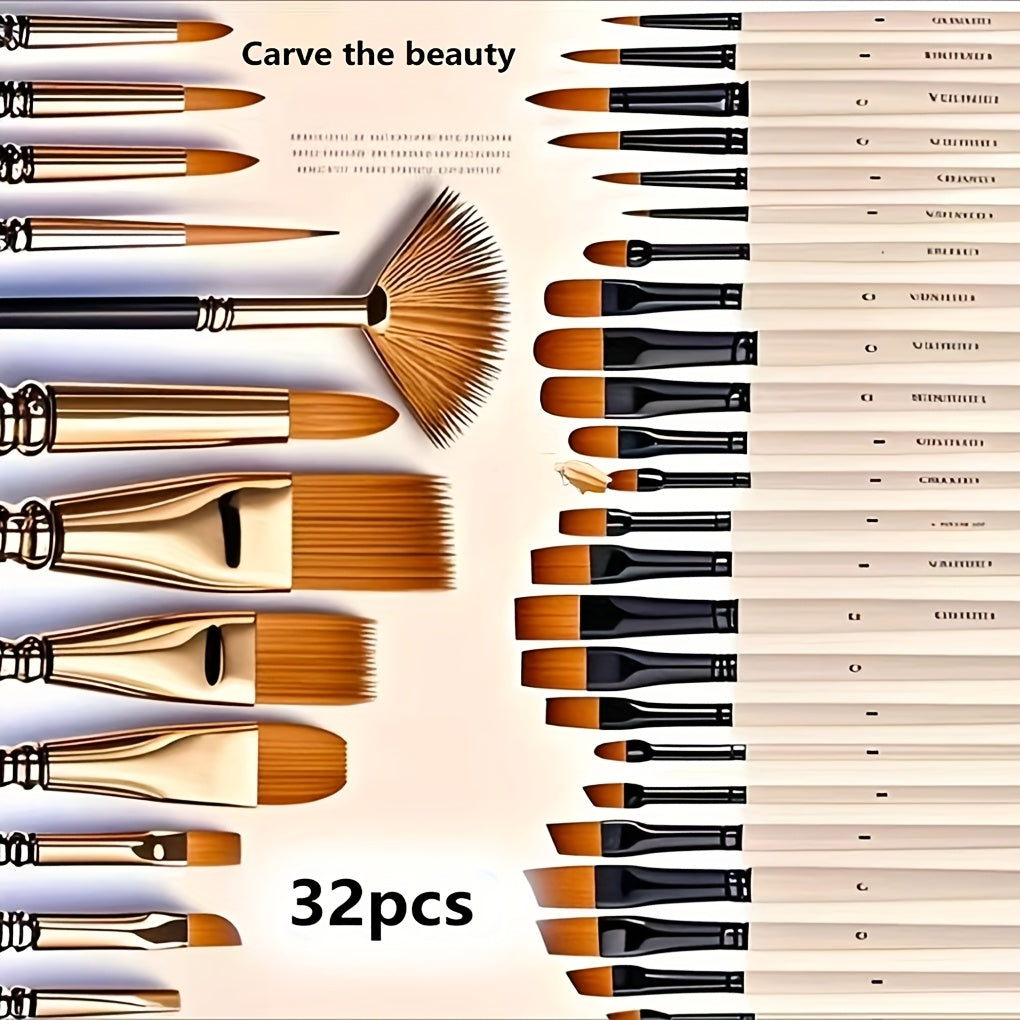 Nylon Brush Art Set for Acrylic Oil and Watercolor Painting