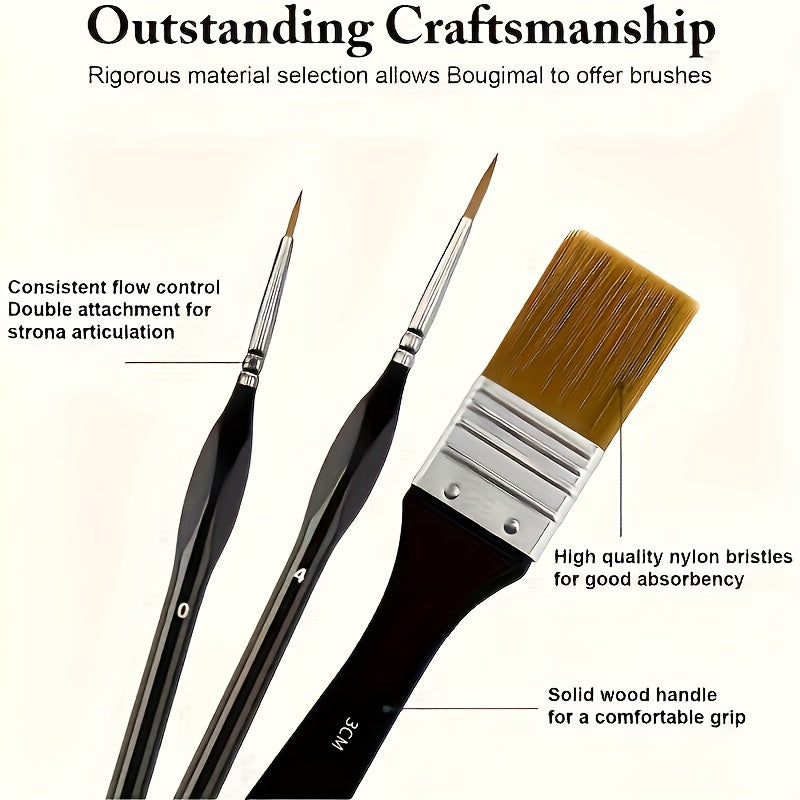 Nylon Brush Art Set for Acrylic Oil and Watercolor Painting