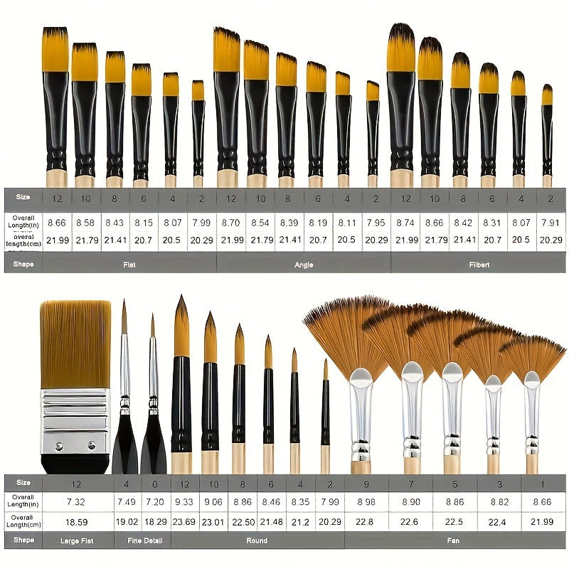 Nylon Brush Art Set for Acrylic Oil and Watercolor Painting