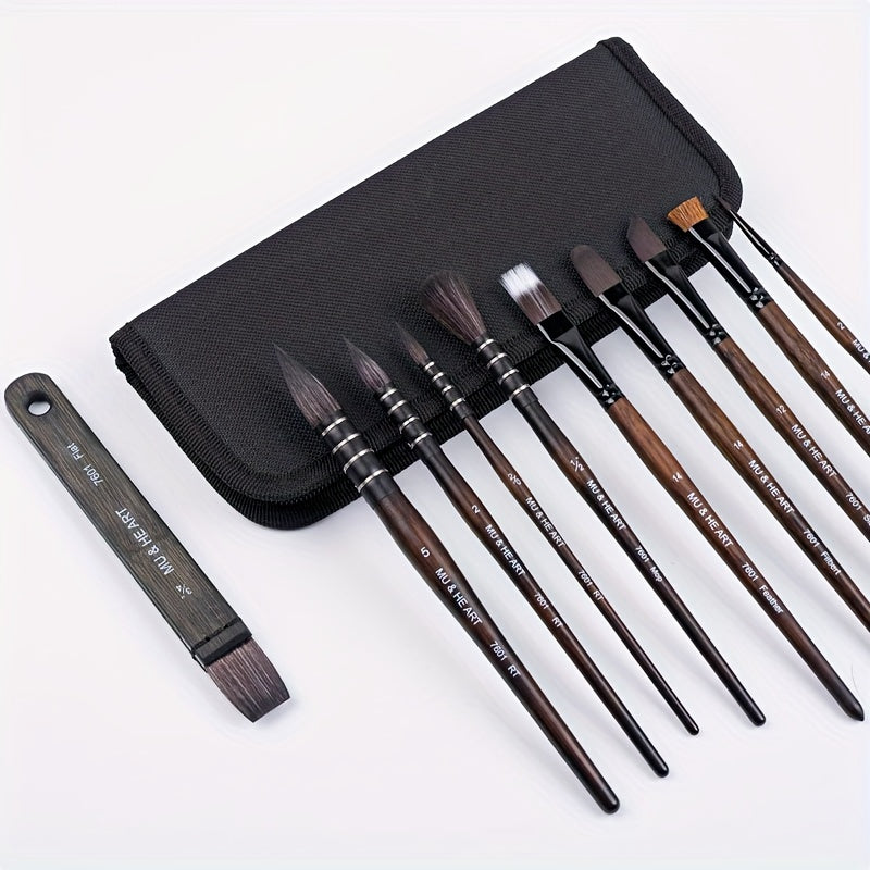 Professional Bamboo Artist Brushes Set for Watercolor and Acrylic