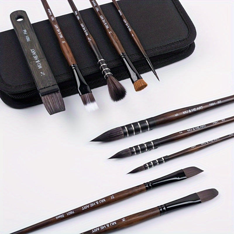Professional Bamboo Artist Brushes Set for Watercolor and Acrylic