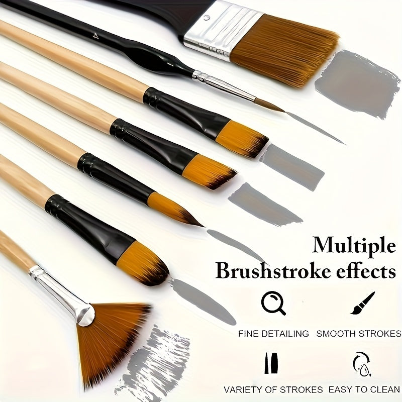 Nylon Brush Art Set for Acrylic Oil and Watercolor Painting