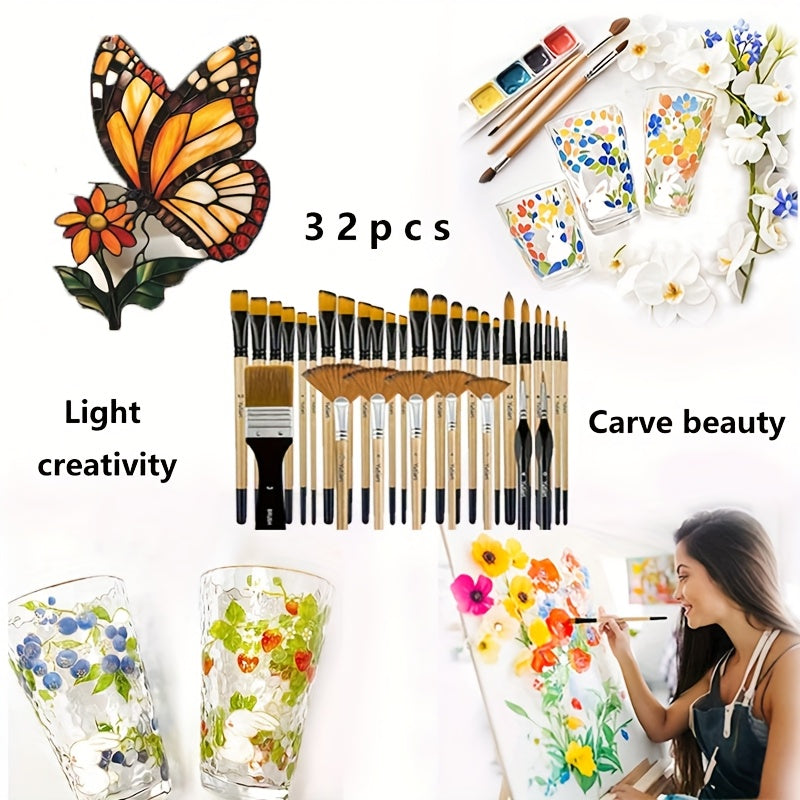 Nylon Brush Art Set for Acrylic Oil and Watercolor Painting