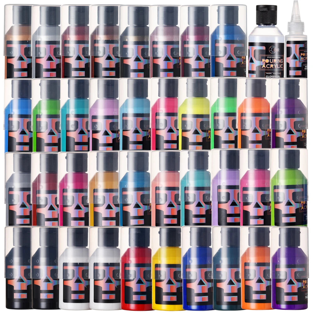 Ophir Acrylic Pouring Paint Set With Magic Medium Varnish