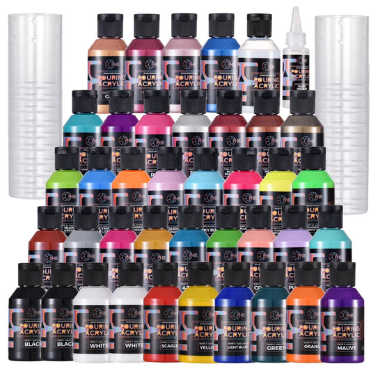 Ophir Acrylic Pouring Paint Set With Magic Medium Varnish