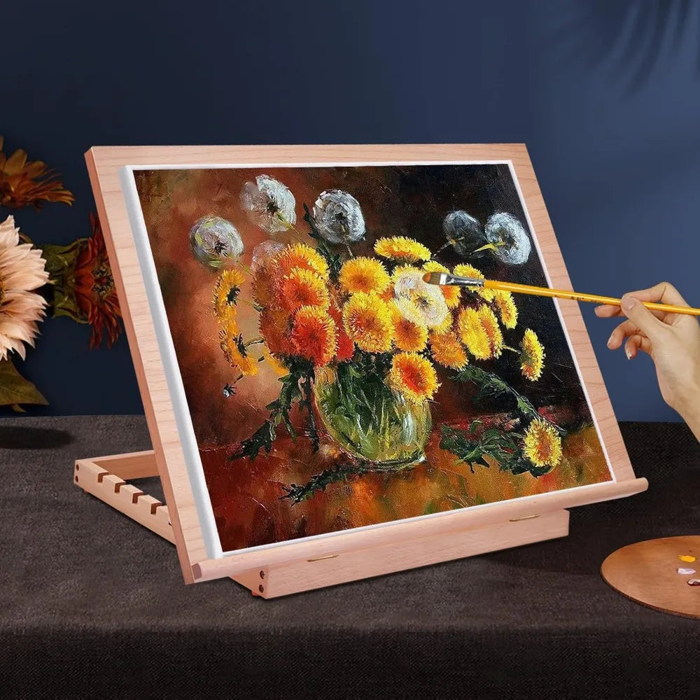 Adjustable Wood Drawing Tabletop Easel For Artists Studio