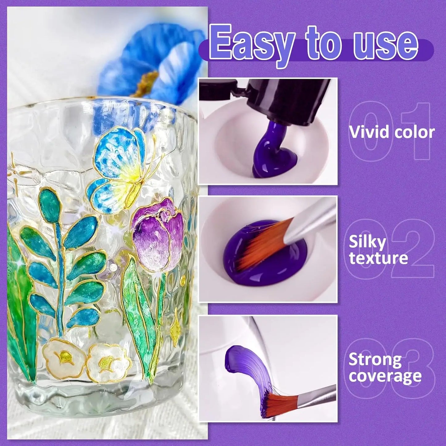 Stain Glass Paint Kit Waterproof Permanent For Glass Art